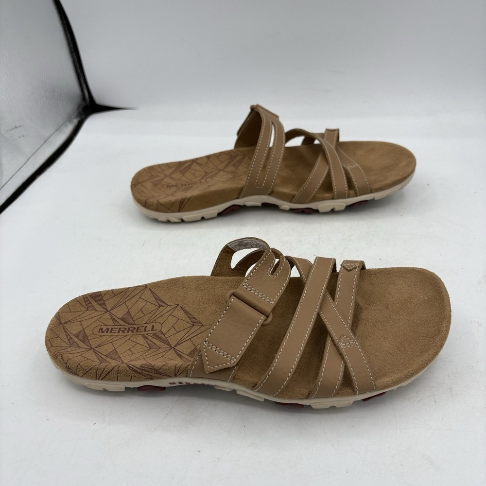 Merrell Shoes Womens Size 7 Leather Sandspur Rose Slide Sandals Tobacco Brown - Picture 7 of 9